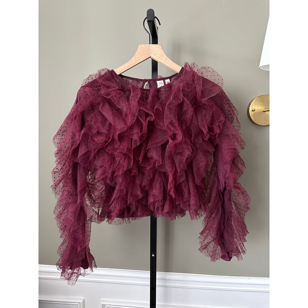 Anthropologie Dolan Left Coast Mesh Ruffle Top XS / 4 NWT - Picture 2 of 6